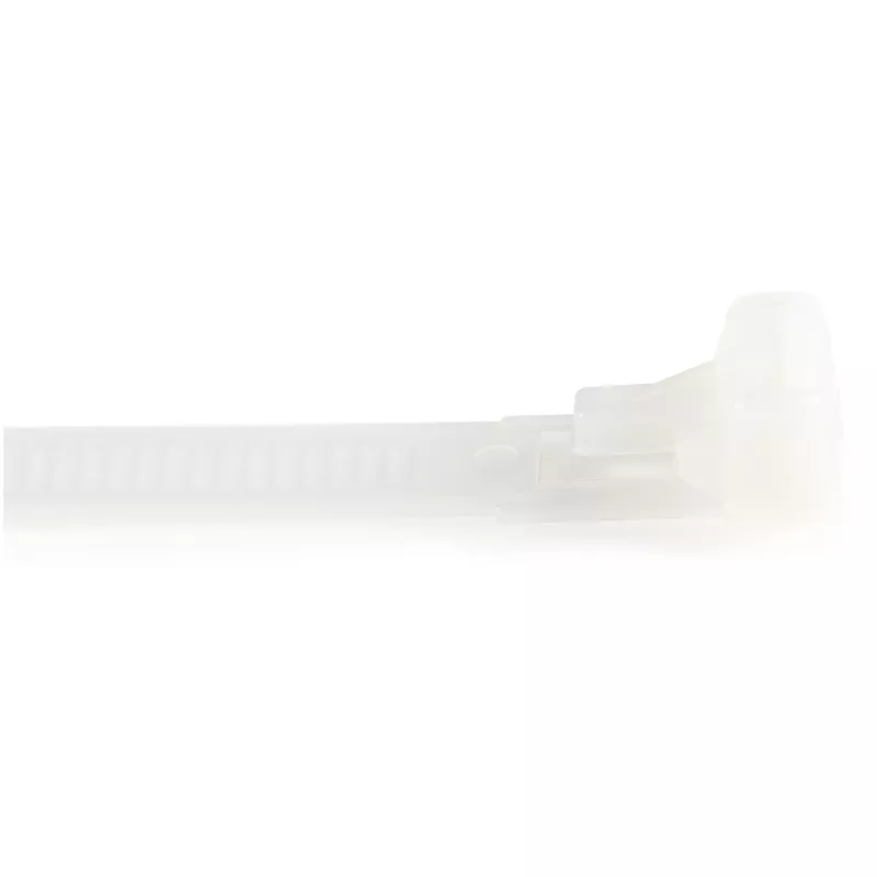 StarTech.com 5 colių (12 cm) daugkartiniai kabelių raiščiai - 7 mm pločio, 30 mm ryšulio skersmuo, 22 kg tempimo stipris, atlaisvinami nailoniniai raiščiai, vidaus/lauko, 94V-2/UL sertifikuoti, 100 vnt. pakuotė - balti