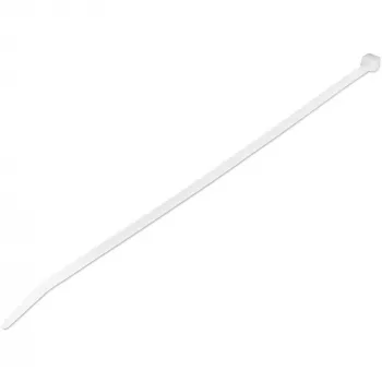 StarTech.com 10 col. (25 cm) kabelių raiščiai – 1/8 col. (4 mm) plotis, 2-5/8 col. (68 mm) ryšulio skersmuo, 50 svarų (22 kg) tempimo stipris, nailoniniai savaime užsifiksuojantys raiščiai su lenktu galu, 94V-2/UL sertifikuoti, 1000 vnt. pakuotė – balti