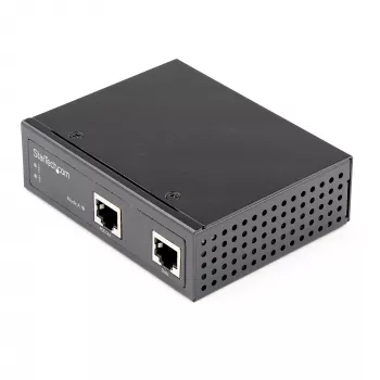 StarTech.com Pramoninis Gigabit Ethernet PoE įpurškiklis - 30W 802.3at PoE+ Midspan 48V-56V DC DIN bėgelis, maitinimas per Ethernet, -40°C iki +75°C kameroms, jutikliams, WiFi prieigos taškams