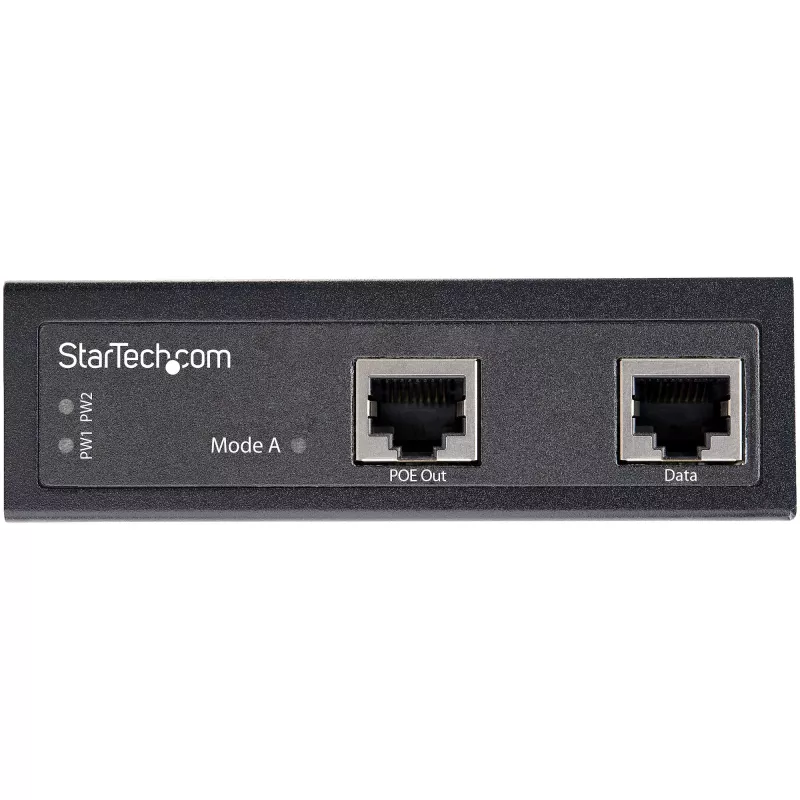 StarTech.com Pramoninis Gigabit Ethernet PoE įpurškiklis - 30W 802.3at PoE+ Midspan 48V-56V DC DIN bėgelis, maitinimas per Ethernet, -40°C iki +75°C kameroms, jutikliams, WiFi prieigos taškams