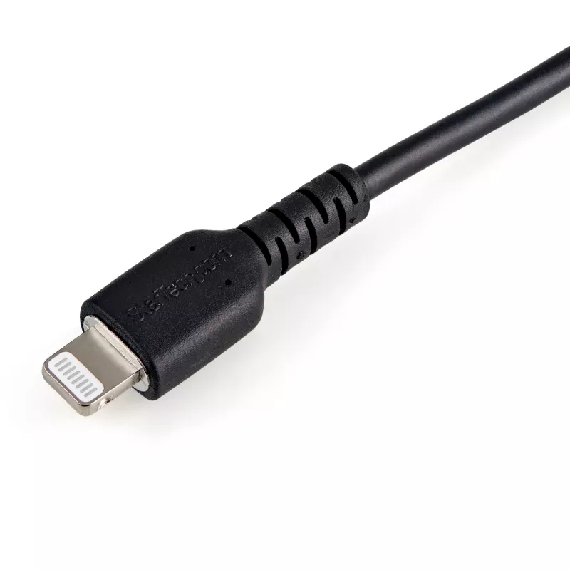 StarTech.com 12 colių (30 cm) tvirtas juodas USB-A į Lightning laidas - tvirtas armuotas aramidiniu pluoštu USB A tipo į Lightning įkrovimo/sinchronizavimo maitinimo laidas - Apple MFi sertifikuotas iPad/iPhone 12