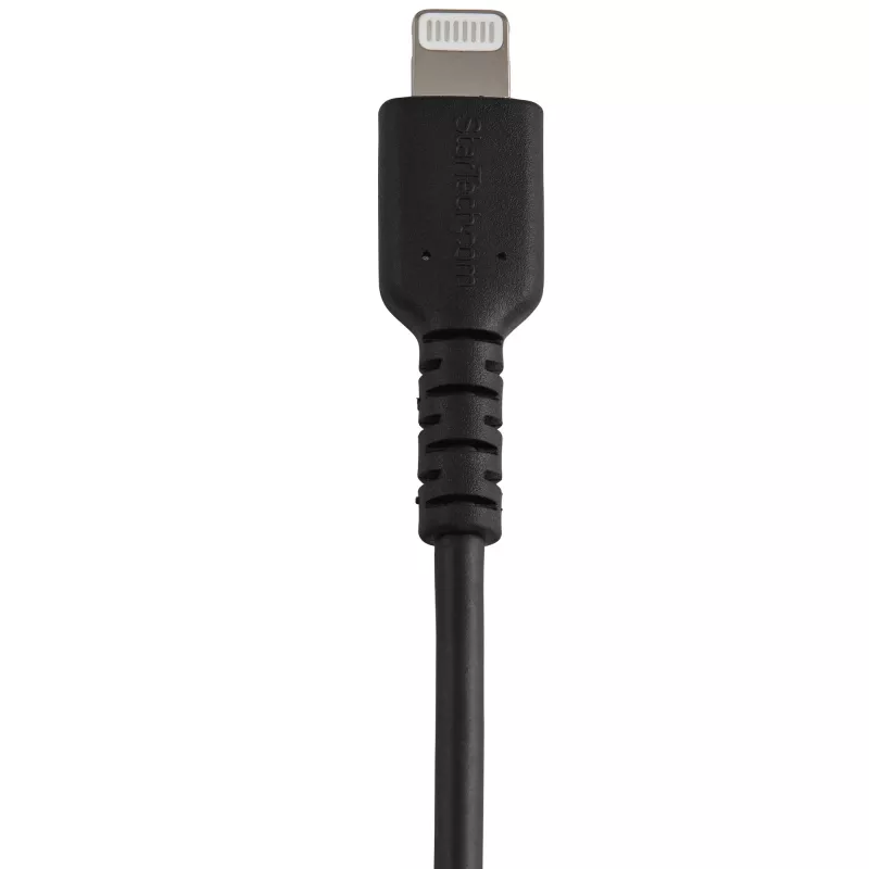 StarTech.com 12 colių (30 cm) tvirtas juodas USB-A į Lightning laidas - tvirtas armuotas aramidiniu pluoštu USB A tipo į Lightning įkrovimo/sinchronizavimo maitinimo laidas - Apple MFi sertifikuotas iPad/iPhone 12