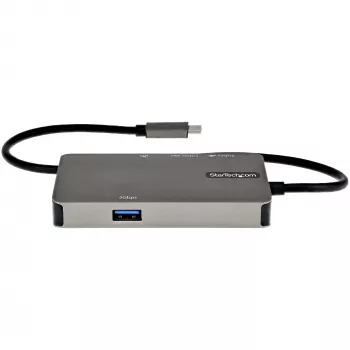StarTech.com USB-C kelių prievadų adapteris - USB-C į 4K 30Hz HDMI arba 1080p VGA - USB Type-C mini dokas su 100W PD perdavimu, 3 prievadų USB 5Gbps šakotuvas, GbE - 30 cm pritvirtintas kabelis