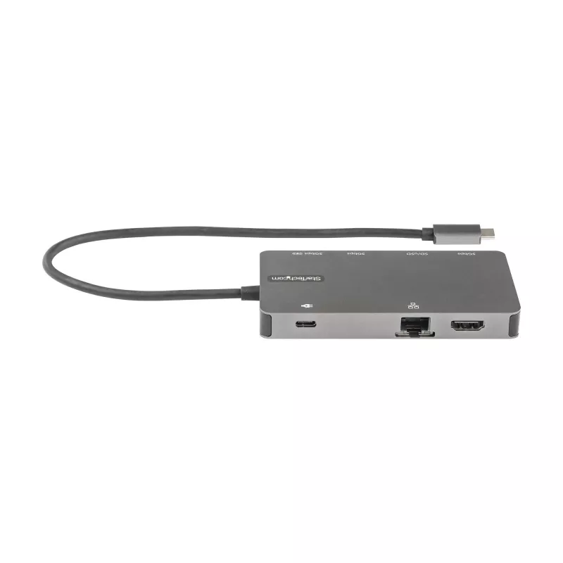 StarTech.com USB-C kelių prievadų adapteris - HDMI 4K 30Hz arba VGA kelioninis dokas - 5Gbps USB 3.0 šakotuvas (USB A / USB C prievadai) - 100W Power Delivery - SD/Micro SD - GbE - 30cm kabelis - USB C mini dokas