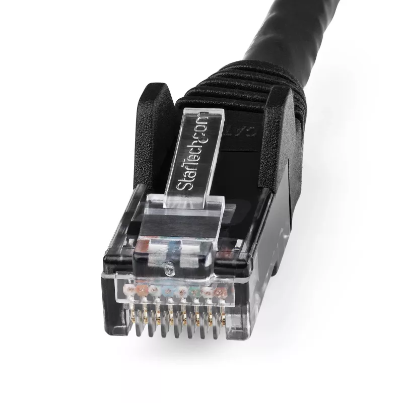 StarTech.com 7m CAT6 Ethernet kabelis LSZH – 10 Gigabit 250MHz 100W PoE RJ45 10GbE UTP tinklo laidas su apsauga nuo užkliuvimo, juodas, CAT6, ETL patvirtintas, 24AWG