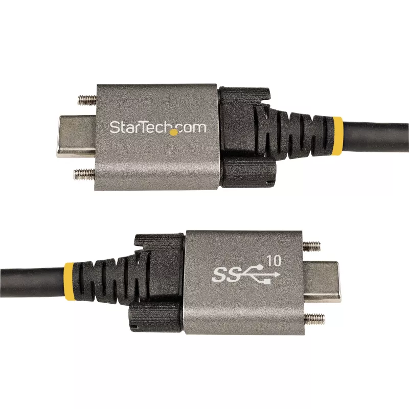 StarTech.com 50 cm šoninis varžtinis fiksavimo USB-C laidas 10Gbps - USB 3.1/3.2 Gen 2 Type-C - 100W (5A) Power Delivery įkrovimas, DP Alt režimas - dvigubas varžtinis fiksavimas