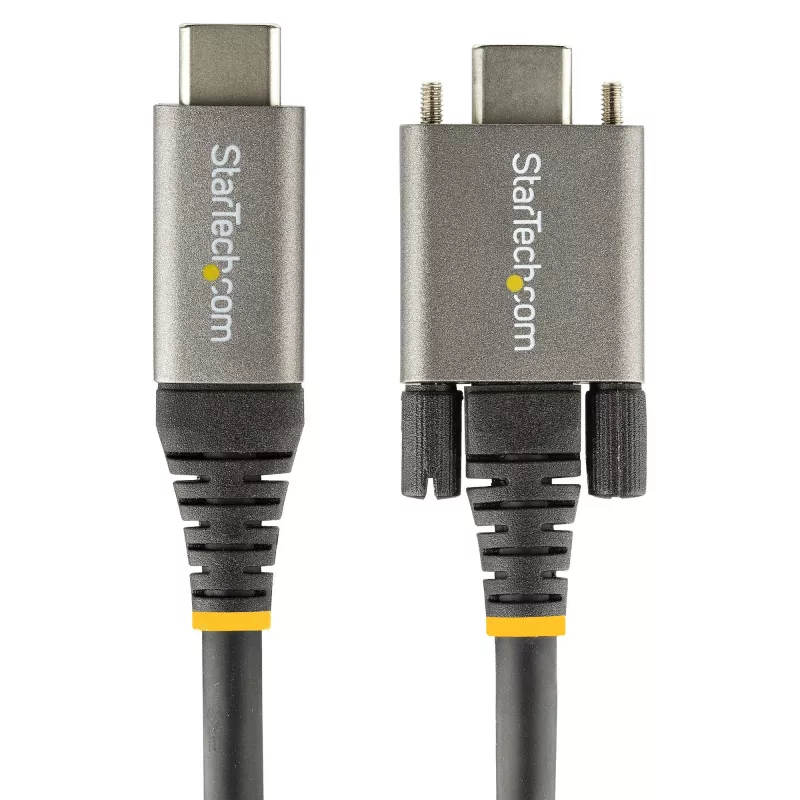 StarTech.com 50 cm šoninis varžtinis fiksavimo USB-C laidas 10Gbps - USB 3.1/3.2 Gen 2 Type-C - 100W (5A) Power Delivery įkrovimas, DP Alt režimas - dvigubas varžtinis fiksavimas