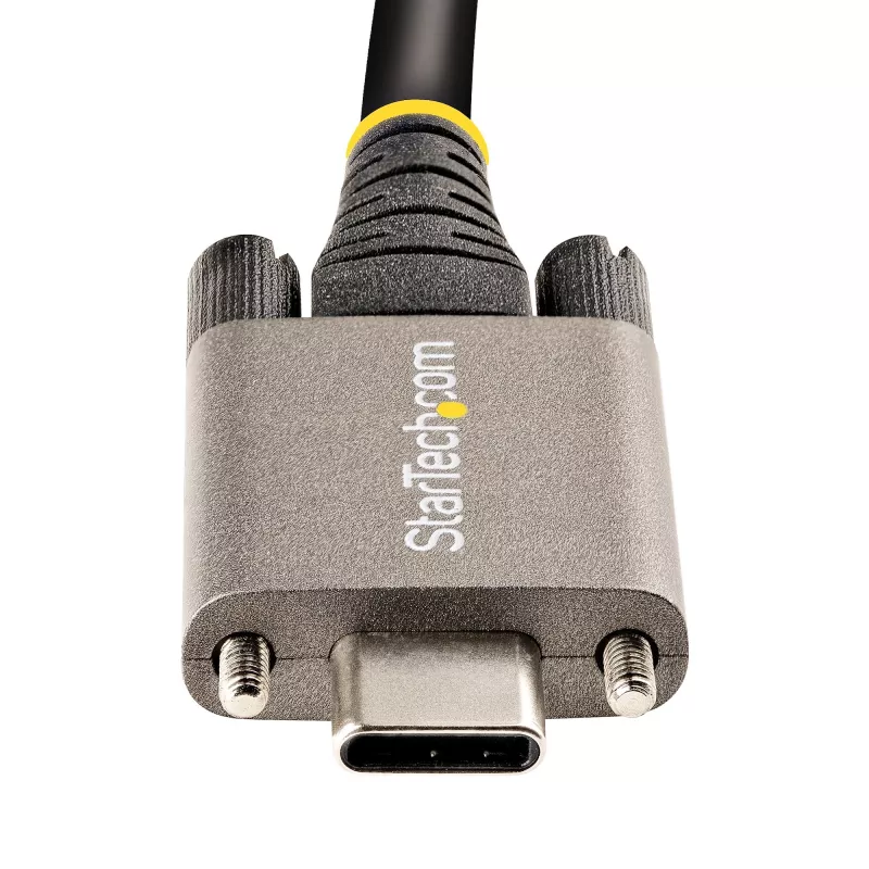 StarTech.com 50 cm šoninis varžtinis fiksavimo USB-C laidas 10Gbps - USB 3.1/3.2 Gen 2 Type-C - 100W (5A) Power Delivery įkrovimas, DP Alt režimas - dvigubas varžtinis fiksavimas