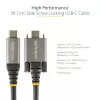 StarTech.com 50 cm šoninis varžtinis fiksavimo USB-C laidas 10Gbps - USB 3.1/3.2 Gen 2 Type-C - 100W (5A) Power Delivery įkrovimas, DP Alt režimas - dvigubas varžtinis fiksavimas