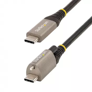 StarTech.com 20 colių (50 cm) viršutinis varžtinis fiksavimo USB C laidas 10 Gbps – USB 3.1/3.2 Gen 2 Type-C laidas – 100 W (5 A) galios tiekimas, DP Alt režimas – vienas fiksavimo varžtas, USB-C įkrovimo/sinchronizavimo laidas