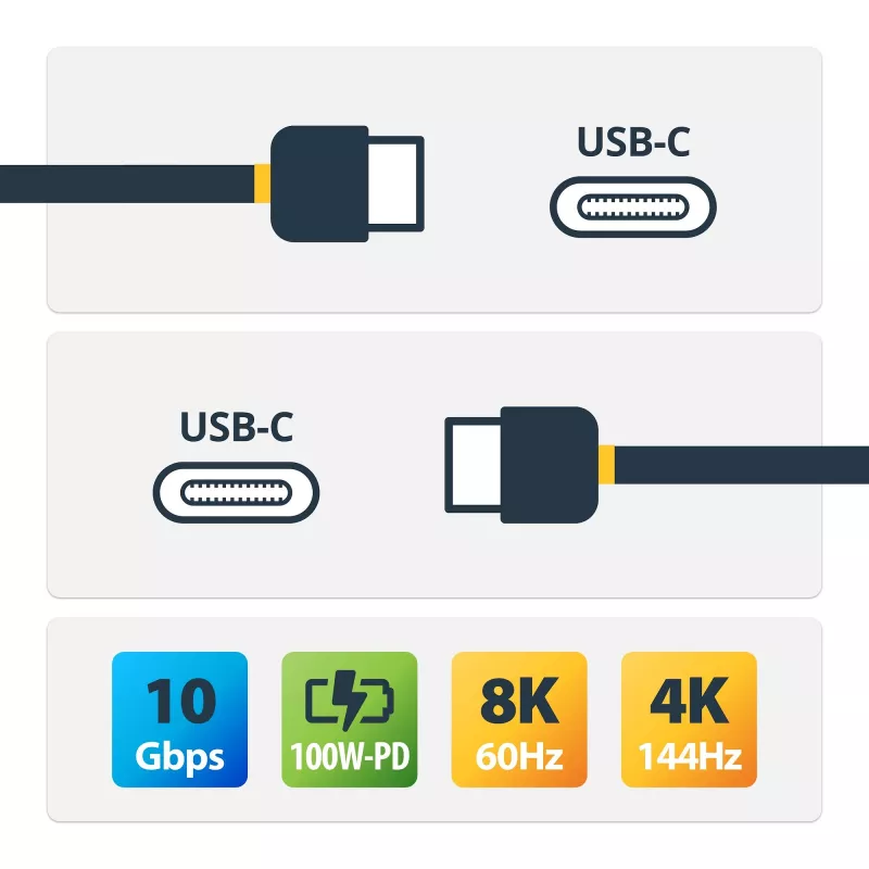 StarTech.com 20 colių (50 cm) viršutinis varžtinis fiksavimo USB C laidas 10 Gbps – USB 3.1/3.2 Gen 2 Type-C laidas – 100 W (5 A) galios tiekimas, DP Alt režimas – vienas fiksavimo varžtas, USB-C įkrovimo/sinchronizavimo laidas