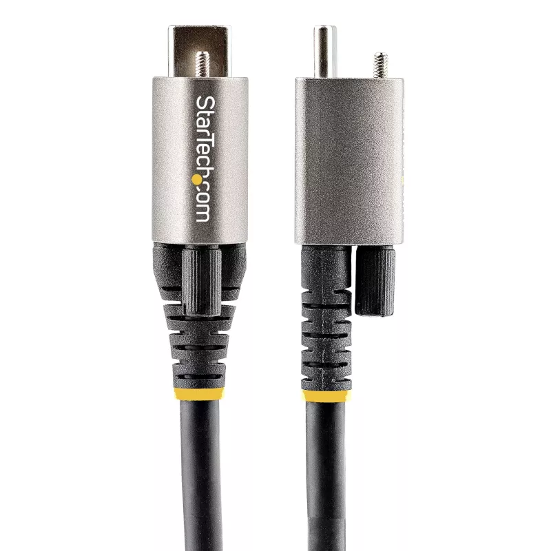 StarTech.com 20 colių (50 cm) viršutinis varžtinis fiksavimo USB C laidas 10 Gbps – USB 3.1/3.2 Gen 2 Type-C laidas – 100 W (5 A) galios tiekimas, DP Alt režimas – vienas fiksavimo varžtas, USB-C įkrovimo/sinchronizavimo laidas