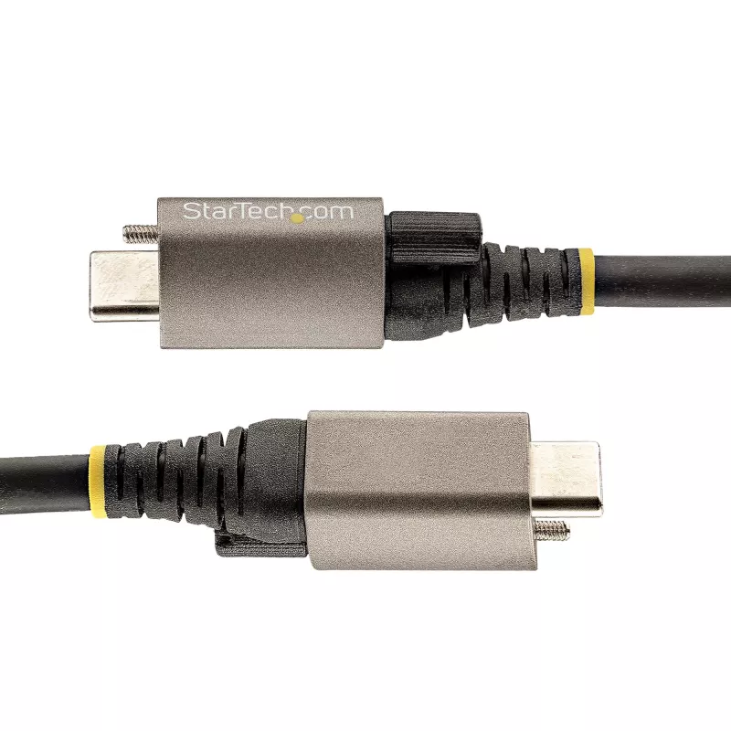 StarTech.com 20 colių (50 cm) viršutinis varžtinis fiksavimo USB C laidas 10 Gbps – USB 3.1/3.2 Gen 2 Type-C laidas – 100 W (5 A) galios tiekimas, DP Alt režimas – vienas fiksavimo varžtas, USB-C įkrovimo/sinchronizavimo laidas