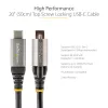 StarTech.com 20 colių (50 cm) viršutinis varžtinis fiksavimo USB C laidas 10 Gbps – USB 3.1/3.2 Gen 2 Type-C laidas – 100 W (5 A) galios tiekimas, DP Alt režimas – vienas fiksavimo varžtas, USB-C įkrovimo/sinchronizavimo laidas
