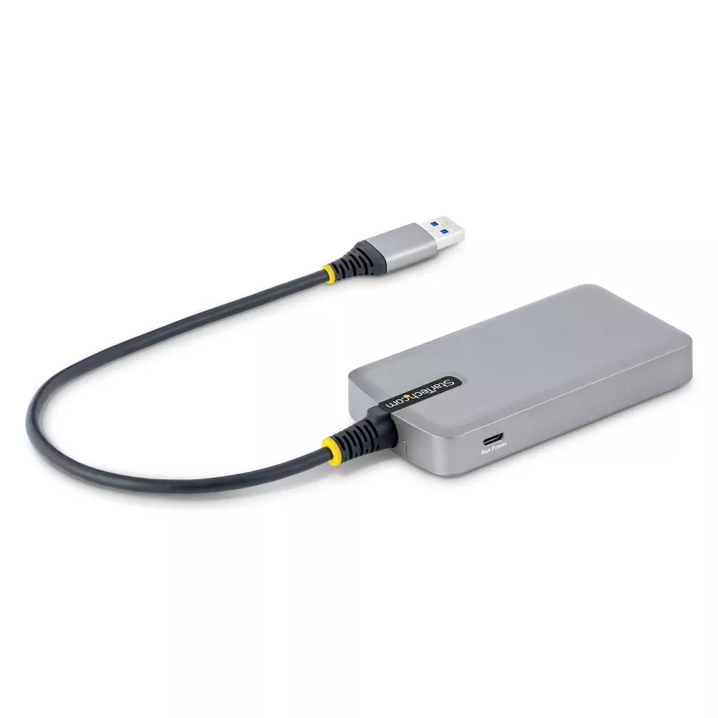 StarTech.com 3 prievadų USB šakotuvas su Ethernet - 3x USB-A prievadai - Gigabit Ethernet (RJ-45) - USB 3.0 5Gbps - maitinamas iš magistralės - 30 cm laidas - nešiojamas USB šakotuvas nešiojamam kompiuteriui su GbE