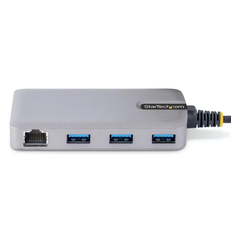 StarTech.com 3 prievadų USB šakotuvas su Ethernet - 3x USB-A prievadai - Gigabit Ethernet (RJ-45) - USB 3.0 5Gbps - maitinamas iš magistralės - 30 cm laidas - nešiojamas USB šakotuvas nešiojamam kompiuteriui su GbE