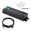 StarTech.com 10 prievadų pramoninis USB 2.0 centras, tvirtas USB mazgas su ESD 4 lygio apsauga, DIN/sienos/stalo montavimo USB-A mazgas, USB prievadų plėtiklis su užrakinamais prievadais