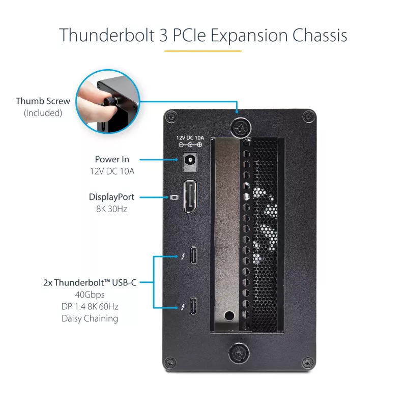 StarTech.com Dviejų lizdų Thunderbolt 3 PCIe išplėtimo korpusas