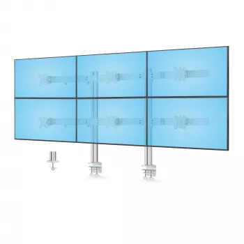 StarTech.com šešių monitorių stalinis laikiklis su skersiniu, iki 32 colių ekranams, iki 8 kg vienam, dviejų kolonų, C spaustuvas/įtvaras, reguliuojamas aukštis