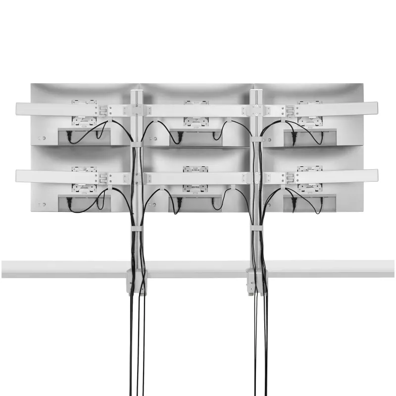 StarTech.com šešių monitorių stalinis laikiklis su skersiniu, iki 32 colių ekranams, iki 8 kg vienam, dviejų kolonų, C spaustuvas/įtvaras, reguliuojamas aukštis