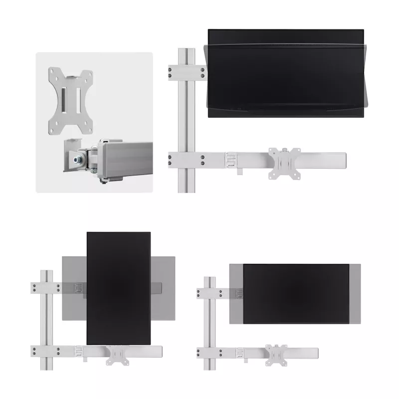 StarTech.com šešių monitorių stalinis laikiklis su skersiniu, iki 32 colių ekranams, iki 8 kg vienam, dviejų kolonų, C spaustuvas/įtvaras, reguliuojamas aukštis