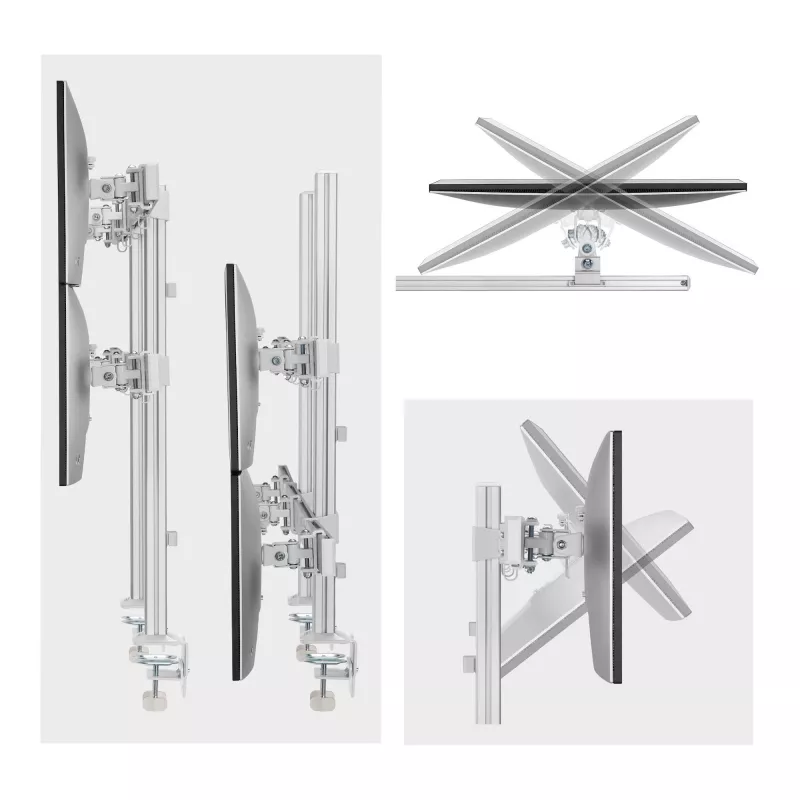 StarTech.com šešių monitorių stalinis laikiklis su skersiniu, iki 32 colių ekranams, iki 8 kg vienam, dviejų kolonų, C spaustuvas/įtvaras, reguliuojamas aukštis