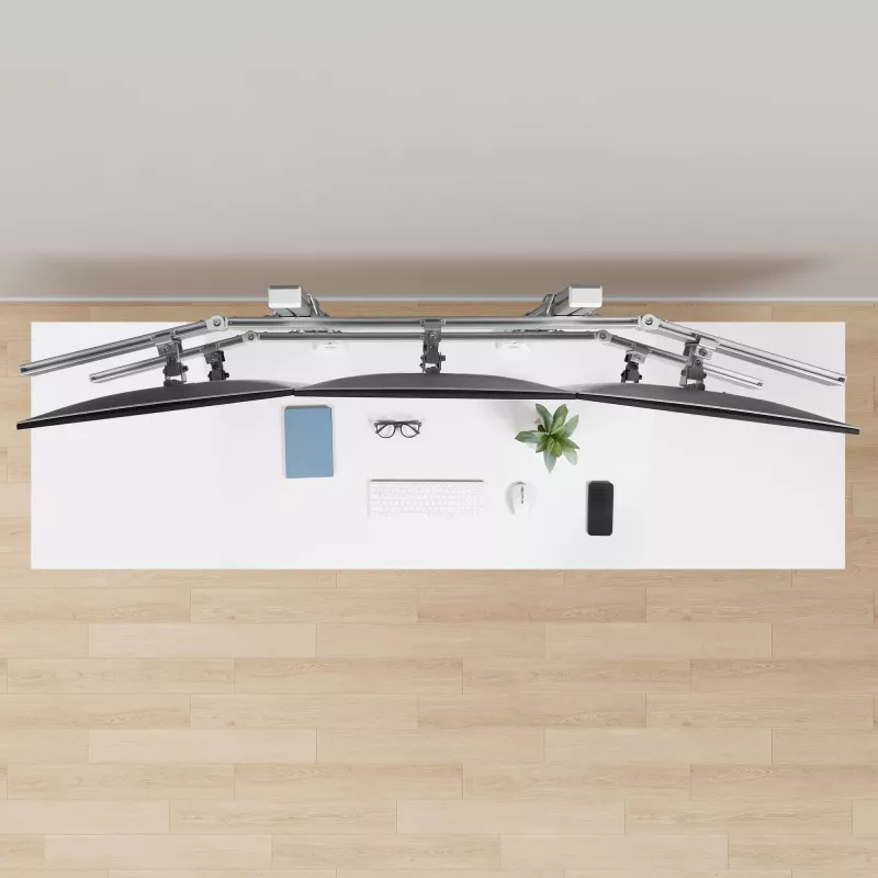 StarTech.com šešių monitorių stalinis laikiklis su skersiniu, iki 32 colių ekranams, iki 8 kg vienam, dviejų kolonų, C spaustuvas/įtvaras, reguliuojamas aukštis