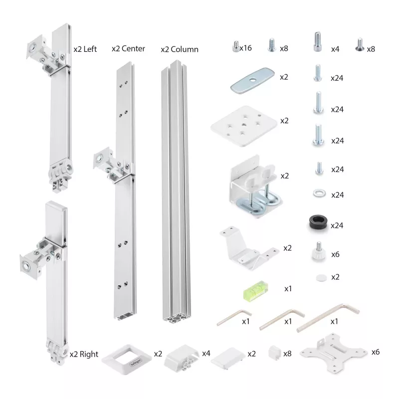 StarTech.com šešių monitorių stalinis laikiklis su skersiniu, iki 32 colių ekranams, iki 8 kg vienam, dviejų kolonų, C spaustuvas/įtvaras, reguliuojamas aukštis