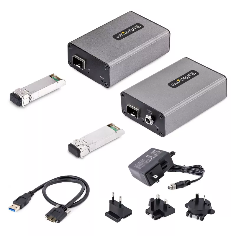 StarTech.com USB 3.0 šviesolaidinis prailgintuvas per OM3 daugiamodį šviesolaidį - LC/LC - 2x 5Gbps USB-A šakotuvas - 350 m atstumas - USB šviesolaidinis prailgintuvas