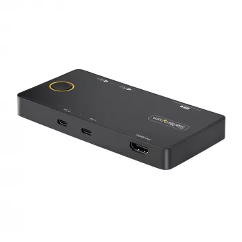 StarTech.com 2 prievadų USB-C KVM jungiklis, vienas 4K 60Hz HDMI monitorius, dvigubi 100W Power Delivery perdavimo prievadai, maitinamas iš magistralės, suderinamas su USB-C/USB4/Thunderbolt 3/4 - mažas formos faktorius