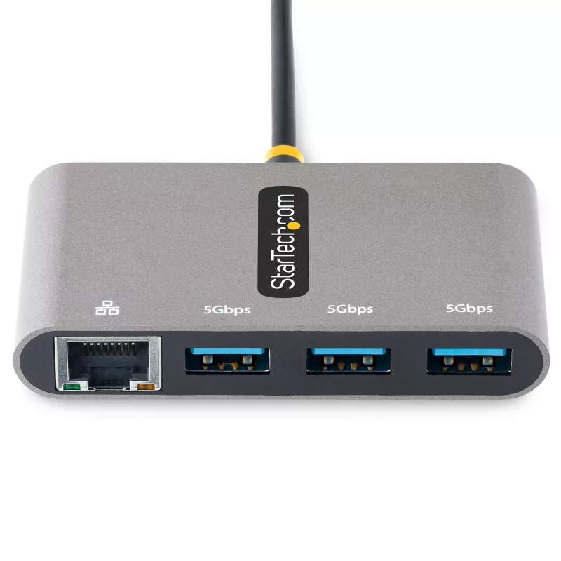StarTech.com 3 prievadų USB-C centras su Ethernet - 3x USB-A - Gigabit Ethernet - USB 3.0 5Gbps - maitinamas per USB - 30 cm USB-C laidas - nešiojamas USB-C į USB-A centras