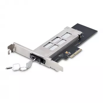 StarTech.com M.2 NVMe SSD į PCIe x4 mobilus krepšelis/backplane su išimamu dėklu PCI Express lizdui, beįrankis montavimas, PCIe 4.0/3.0 karštas keitimas, raktų užraktas - 2 raktai