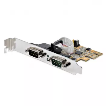 StarTech.com 2 prievadų PCI Express nuoseklioji sąsajos kortelė, dviejų prievadų PCIe į RS232 (DB9) nuoseklioji kortelė, 16C1050 UART, žemo / pilno profilio laikikliai, COM išlaikymas, skirta Windows / Linux