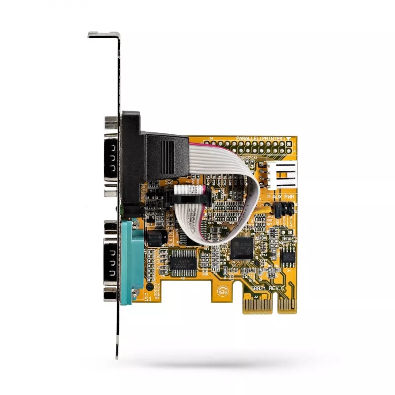 StarTech.com 2 prievadų PCI Express nuoseklioji sąsajos kortelė, dviejų prievadų PCIe į RS232 (DB9) nuoseklioji kortelė, 16C1050 UART, žemo / pilno profilio laikikliai, COM išlaikymas, skirta Windows / Linux