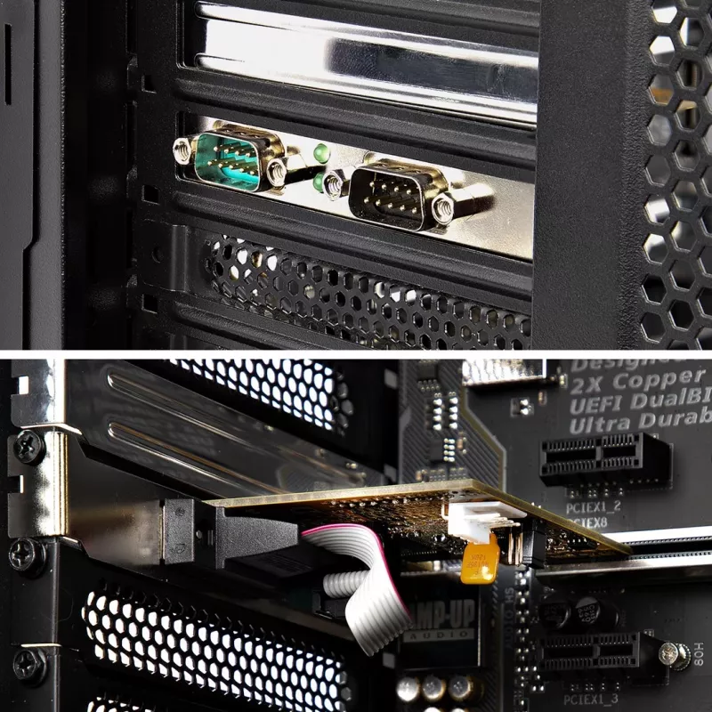 StarTech.com 2 prievadų PCI Express nuoseklioji sąsajos kortelė, dviejų prievadų PCIe į RS232 (DB9) nuoseklioji kortelė, 16C1050 UART, žemo / pilno profilio laikikliai, COM išlaikymas, skirta Windows / Linux
