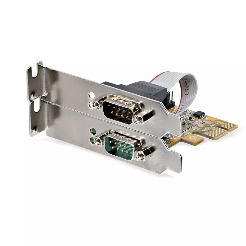 StarTech.com 2 prievadų PCI Express nuoseklioji sąsajos kortelė, dviejų prievadų PCIe į RS232 (DB9) nuoseklioji kortelė, 16C1050 UART, žemo / pilno profilio laikikliai, COM išlaikymas, skirta Windows / Linux