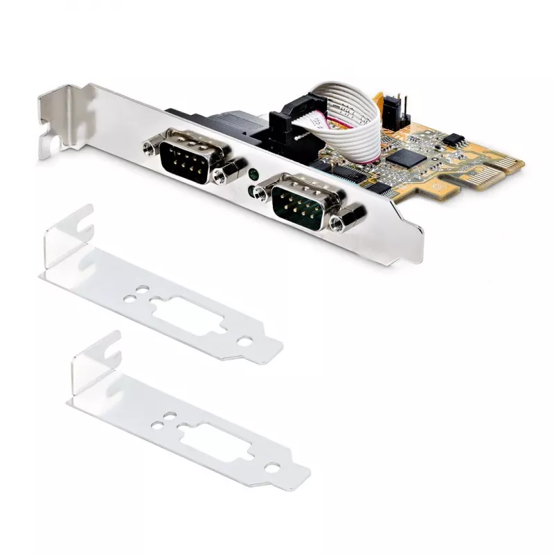 StarTech.com 2 prievadų PCI Express nuoseklioji sąsajos kortelė, dviejų prievadų PCIe į RS232 (DB9) nuoseklioji kortelė, 16C1050 UART, žemo / pilno profilio laikikliai, COM išlaikymas, skirta Windows / Linux