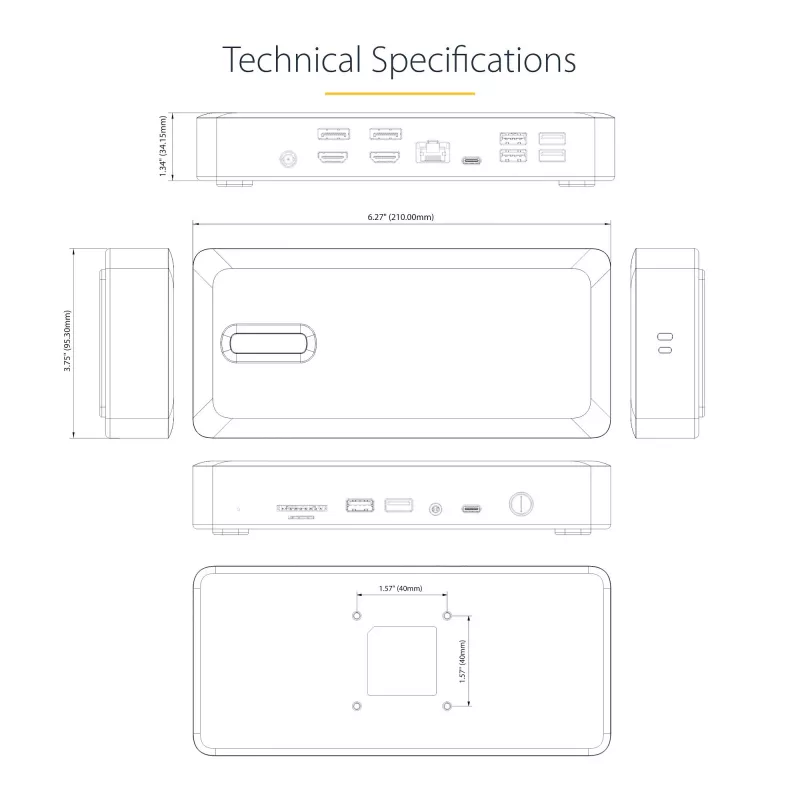 StarTech.com universali USB4 ir Thunderbolt 4 dokų stotis, keturi ekranai Windows, du ekranai MacBook, HDMI DP dokas su 98W nešiojamojo kompiuterio įkrovimu