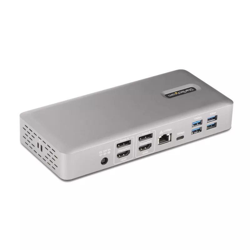 StarTech.com universali USB4 ir Thunderbolt 4 dokų stotis, keturi ekranai Windows, du ekranai MacBook, HDMI DP dokas su 98W nešiojamojo kompiuterio įkrovimu