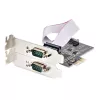 „StarTech.com“ 2 prievadų nuoseklioji PCIe kortelė, dviejų prievadų PCI Express į RS232/RS422/RS485 (DB9), žemo profilio laikikliai, 16C1050 UART, Windows/Linux, TAA atitiktis – 4 lygio ESD apsauga