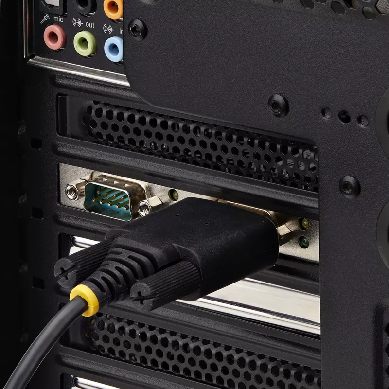 „StarTech.com“ 2 prievadų nuoseklioji PCIe kortelė, dviejų prievadų PCI Express į RS232/RS422/RS485 (DB9), žemo profilio laikikliai, 16C1050 UART, Windows/Linux, TAA atitiktis – 4 lygio ESD apsauga