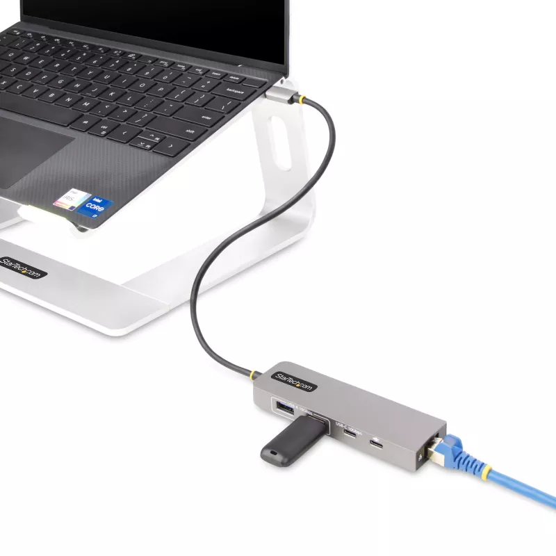 StarTech.com 3 prievadų USB-C šakotuvas su 2,5 Gb/s Ethernet ir 100 W maitinimo perdavimo prievadu, USB 3.2 10 Gb/s, 2x USB-A / 1x USB-C, nešiojamas USB Type-C adapterio šakotuvas