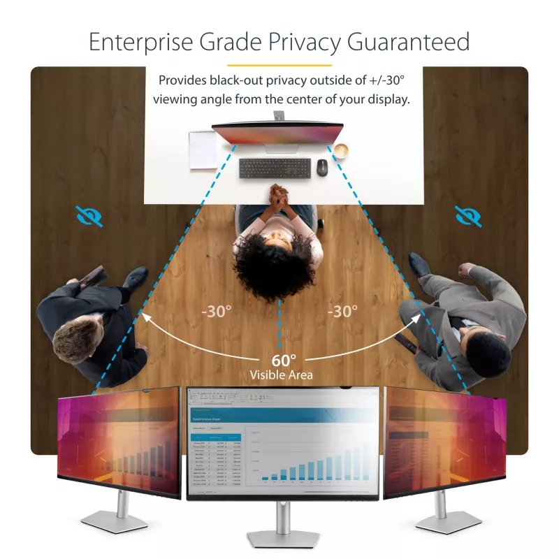 StarTech.com privatumo ekranas 27 colių 16:9 auksinis, reversinis filtras su sustiprintu privatumu, blizgus kompiuterio apsauginis filtras, nuimamas ekrano apsauginis skydas, +/- 30 laipsnių