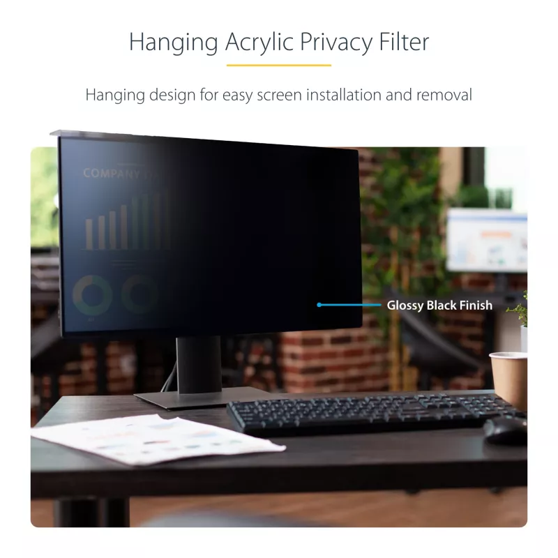 Privatumo ekranas monitoriui StarTech.com 24 colių 16:9, kabinamas akrilinis filtras, greito montavimo apsauginis skydas, +/-30° žiūrėjimo kampas, blizgus