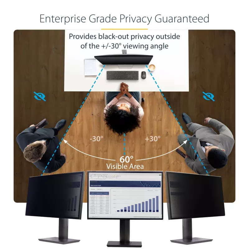 StarTech.com 27 colių 16:9 kompiuterio monitoriaus privatumo ekranas, kabinamas akrilinis filtras, greito montavimo apsauginis skydas, +/- 30 laipsnių žiūrėjimo kampas, blizgus