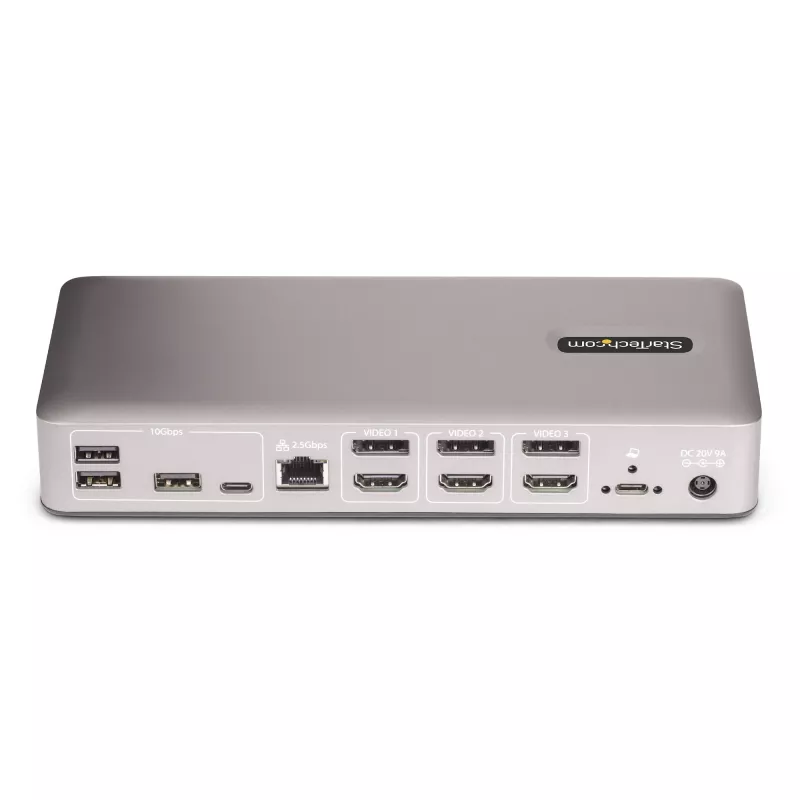 StarTech.com USB4 dokų stotelė trims monitoriams, 4K 60Hz HDMI/DisplayPort, 100W įkrovimas, 2.5GbE, belaidė