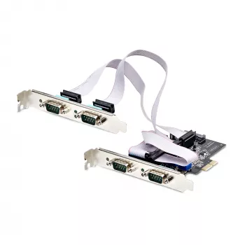 StarTech.com 4 prievadų PCIe serijinė kortelė, keturių prievadų PCI Express į RS232/RS422/RS485 (DB9), su mažo profilio laikikliu, 16C1050 UART, Windows/Linux, TAA atitikmuo – 4 lygio ESD apsauga