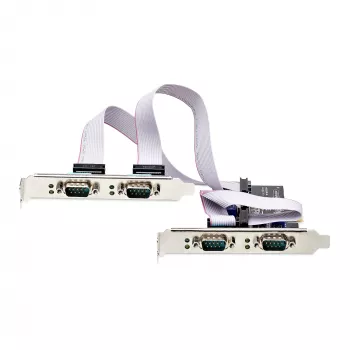StarTech.com 4 prievadų PCIe serijinė kortelė, keturių prievadų PCI Express į RS232/RS422/RS485 (DB9), su mažo profilio laikikliu, 16C1050 UART, Windows/Linux, TAA atitikmuo – 4 lygio ESD apsauga