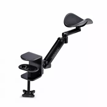 StarTech.com reguliuojama rankų atrama biuro stalui, ergonominė alkūnės/rankos atrama, 360° sukimas, tvirtinimas spaustuku be gręžimo, juoda