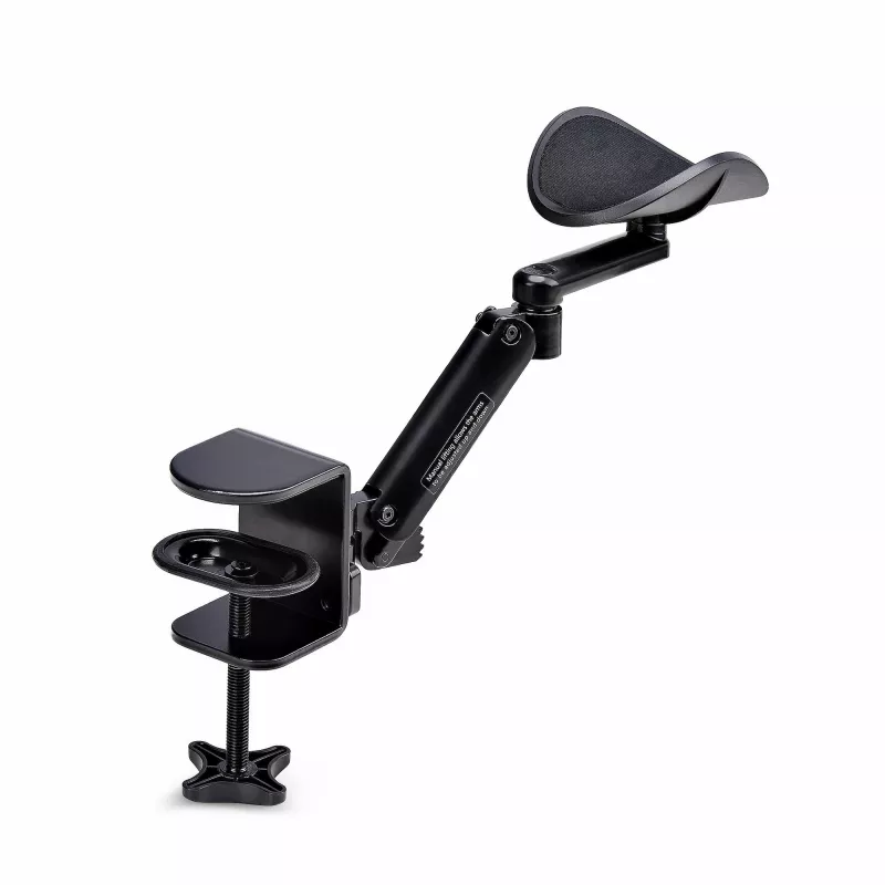 StarTech.com reguliuojama rankų atrama biuro stalui, ergonominė alkūnės/rankos atrama, 360° sukimas, tvirtinimas spaustuku be gręžimo, juoda